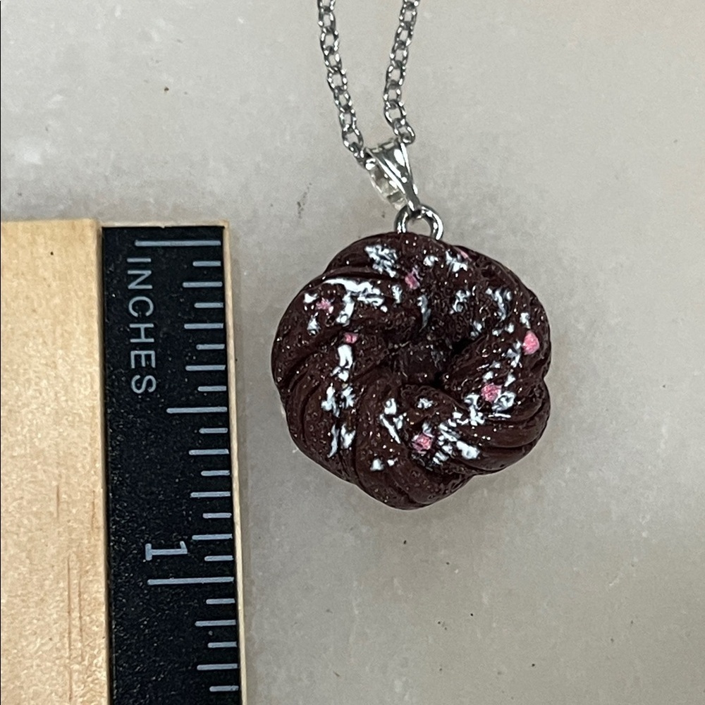Mini Chocolate Bundt Cake Pendant Necklace - Picture 2 of 4